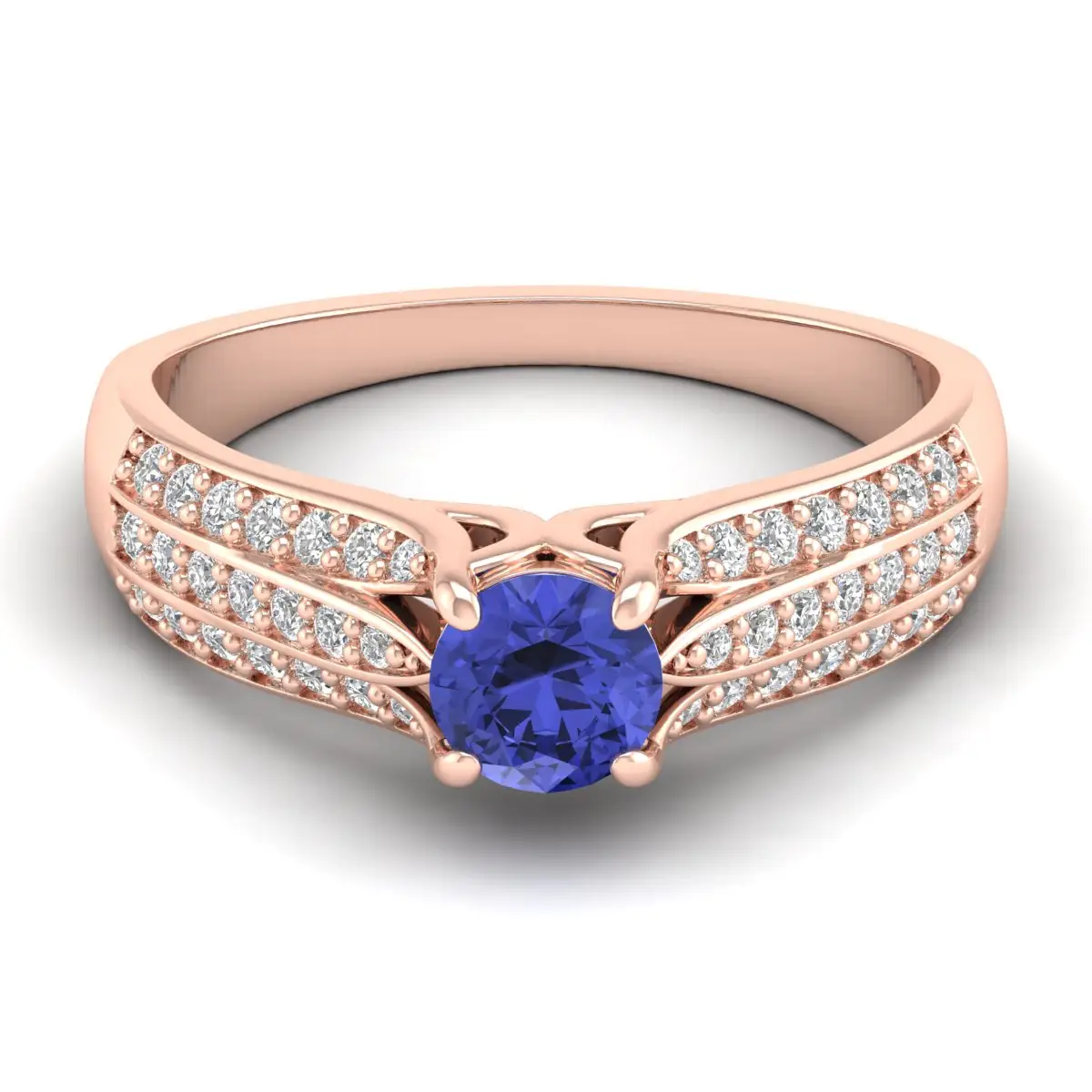 Produk baru cincin janji asli 18k emas mawar dibuat Tanzanite Moissanite cincin pertunangan pernikahan untuk wanita hadiah pernikahan