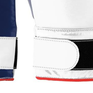 Professional White Navy Red Leather Boxing Gloves <b>Velcro</b> Wrist Training Sparring Gloves for Men and Women - Product Image 5