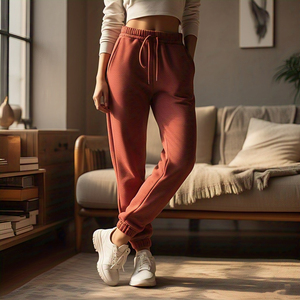 กางเกงวอร์มผ้าฟลีซผ้าฝ้ายสำหรับผู้หญิงกางเกงออกกำลังกายลำลองมีกระดุมเอวสำหรับใส่ออกกำลังกาย - Product Image 1