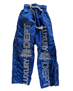 Pantalon de survêtement pour homme, style streetwear Y2k personnalisé, coupe ample, jambe droite, boutons, broderie 3D, plis, coupe-vent en nylon - Product Image 3