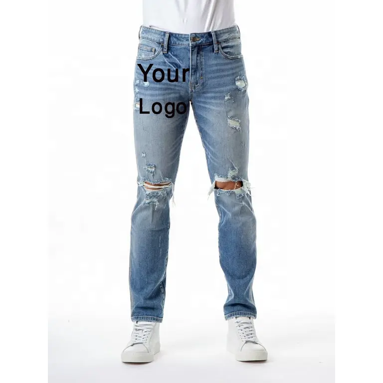 Venta al por mayor de calidad superior de gran tamaño Stretch Classic Blue Men's Jeans High Street Denim Jeans Pantalones para hombres Bangladesh