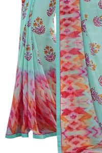 Blusa de Sari de Georgette de Diseño Indio, Nueva con Bordado de Lentejuelas, Sin Coser, de Alta Calidad, para Mujeres Adultas, para Bodas y Fiestas - Product Image 3