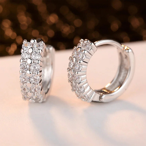 Luxury Fine Jewelry <b>Hoop</b> <b>Earrings</b> for Women 925 <b>Sterling</b> <b>Silver</b> 14K 18K White Gold D Color VVS Moissanite Diamond Trendy Style - Product Image 3