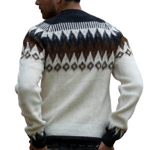 Suéter de cuello alto de lana para hombre de estilo Vintage de otoño, nueva moda informal, jerséis de algodón cálidos, logotipo frontal, ropa de invierno transpirable - Product Image 3