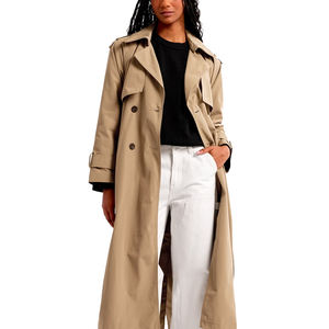 Gabardina Larga Vintage para Mujer, Corte Entallado, con Cinturón |   Ropa de abrigo 100% lana ecológica al por mayor, personalizada OEM ODM - Product Image 5