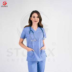 Uniformes de color degradado con logotipo personalizado2024, conjuntos de uniformes informales de verano para enfermeras, uniformes hospitalarios, camisetas con patrones sólidos, venta al por mayor - Product Image 5