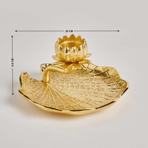 Bandeja de escultura de hoja de vela de lujo tipo iluminación de mesa de dormitorio portavelas hecho a mano candelabro personalizado soporte de Pilar - Product Image 2