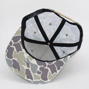 Casquette Snapback 5 panneaux motif camouflage avec cordon, visière plate, homme femme, vente en gros, décontractée, voyage, activités de plein air, affaires, Injae Vina Headwear - Product Image 5