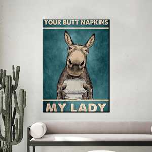 Funny Donkey Bathroom Canvas Art, Rustic Farmhouse Humor Print,Gallery <b>Wrapped</b> - Product Image 1