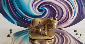 วัวนานดิทองเหลืองขนาด2นิ้วทำด้วยมือพร้อมรูปน่องลายนูนเป็นมิตรต่อสิ่งแวดล้อมรูปปั้นนำโชคสำหรับบ้านและสำนักงาน - Product Image 4