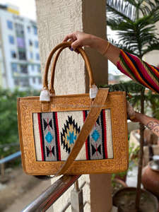 Nouveau véritable fait à la main usiné aztèque en cuir sacs fourre-tout femmes élégant sac à provisions élégant Style Vintage parfait accessoire sacs en cuir - Product Image 2