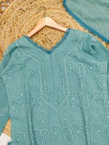 RUNNING WEAR TRENDING FAUSSE GEORGETTE TOP FIL DE COTON BRODÉ RÉVERSIBLE FÊTE TRAVAIL avec DUPATTA - Product Image 6