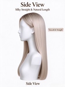 Peluca de Cabello Humano Largo y Liso de Lujo en Rubio Claro para Mujer - Product Image 4