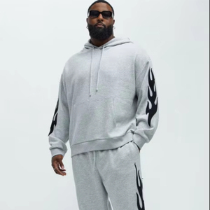 Ropa de calle de gran tamaño para hombre con logotipo personalizado, chándal con capucha y cremallera para hombre, conjunto de chándal en blanco, chándal para correr - Product Image 1
