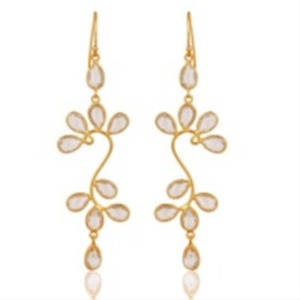 Pendientes con forma de pera de plata de ley 925, Gema de cuarzo, cristal, novedad - Product Image 1