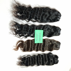 Machine double trame naturelle soyeuse ondulée faisceaux double noyer couleur noire vierge indienne temple extensions de cheveux humains - Product Image 6