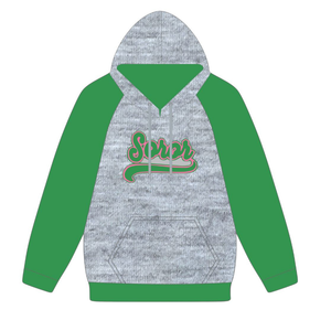 Heather Grey 08 Soror Raglan Sleeve <b>Hoodie</b> Greek Sorority Womens <b>Pink</b> Green College Sisterhood Stylish Casual Winter - Product Image 5
