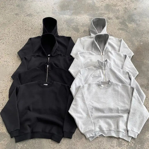 Custom Heavyweight 400gsm pantalones de chándal y Sudadera con capucha de los hombres de alta calidad de lana de dos piezas Jogger Set Hombres de alta calidad - Product Image 2