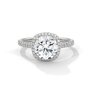 Anillo de Compromiso con Halo de Moissanita de Corte Redondo en Plata de Ley 925 - Product Image 2