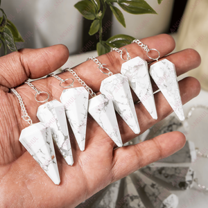 Péndulos Generadores de Energía Aura, Tallados en Howlite Blanca, Diseño Elegante, Ecológicos, Facetados, para Feng Shui - Product Image 2