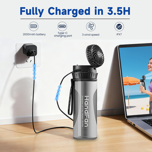 HandFan IPX7 Su Geçirmez Şarj Edilebilir Mini Fan 650ml Sızdırmaz Çevre Dostu 3 Hızlı Açık Hava Kamp Fitness Su Şişesi - Product Image 3