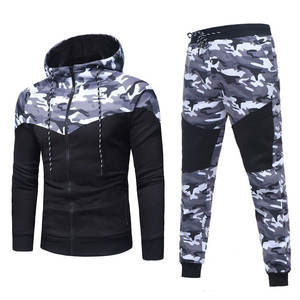 Conjunto de chándal reversible de manga larga de 2 piezas con cremallera y logotipo personalizado para hombre, informal, respetuoso con el medio ambiente, 100% algodón - Product Image 1