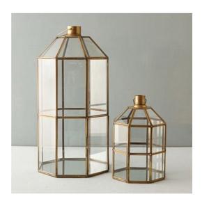 Metal & Glass Decorative <b>Lantern</b> With Golden Finished Border & Glass Covered Body for Indoor and Outdoor Decoration - Product Image 1