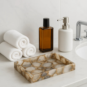 Plateau de courtoisie en pierre d'agate personnalisé plateaux décoratifs de qualité supérieure décoration de la maison accessoires de salle de bain fournisseur en gros écologique - Product Image 6