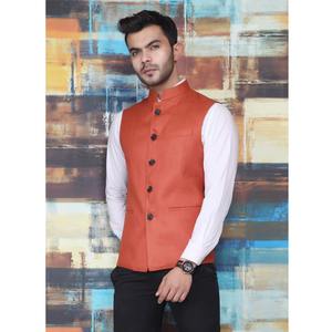 Chaleco Moderno Naranja para Hombre, Ideal para Oficina, Fiestas, Bodas y Eventos Festivos, Disponible a un Precio Competitivo - Product Image 2