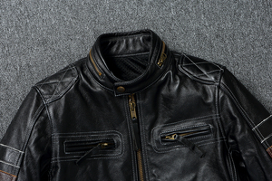 Veste en cuir d'agneau véritable cloutée pour hommes Biker Vintage Studs Jacket - Product Image 3