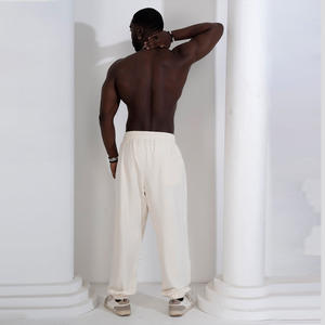 Pantalon de jogging de sport taille moyenne décontracté pour hommes Pantalon de survêtement ample en polaire avec logo personnalisé Coupe normale Cordon de serrage personnalisable - Product Image 2