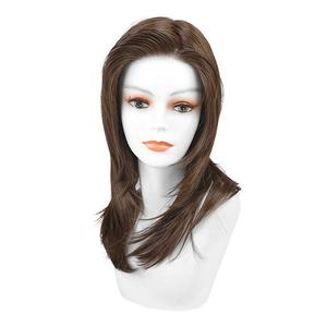 Perruque synthétique mi-longue brune Tanya-DWY avec partie libre et dentelle frontale - Product Image 3