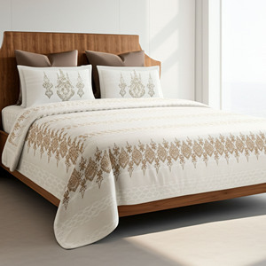 Parure de lit imprimée en coton pur Royal Jewel Orange Rose, 210 fils, collection élégante pour la décoration intérieure moderne - Product Image 1