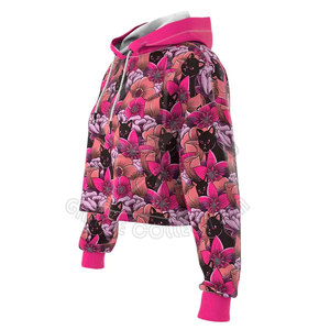 Sudadera con capucha de algodón 100% para mujer con mangas largas Jersey de invierno cómodo con diseño de parches personalizados - Product Image 5