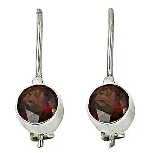 Boucles d'oreilles pendantes classiques en argent et grenat pour femme, serti clos, forme boule, bijoux fantaisie, cadeau - Product Image 3