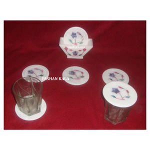 Exclusive New Design Pure White Marble Mix Mother of Pearl Inlaid <b>Kitchen</b> Coaster Set <b>for</b> Home <b>Decoration</b> and Gift Purpose <b>Item</b> - Product Image 1