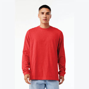 <b>Red</b> Heather <b>Long</b> <b>Sleeve</b> Tee: Superior Blend of 52% Airlume Combed Cotton & 48% Poly - Product Image 1