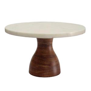 Support à gâteau carré à deux niveaux en marbre et bois pour la cuisine Support à gâteau fantaisie avec marbre blanc et ustensiles de cuisine finis en bois - Product Image 6