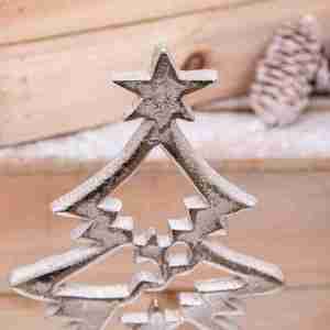 Ornements d'arbre de Noël en aluminium les plus vendus avec base en bois Articles de Noël en métal pour la décoration de Noël - Product Image 2