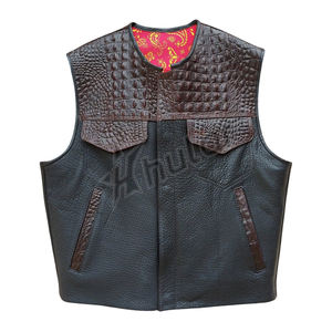 Custom Club Outwear Gilet en cuir de course de moto marron pour hommes avec fermeture éclair Qualité supérieure pour les amateurs de course - Product Image 6