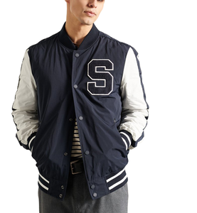 Chaqueta Deportiva Varsity de Lona Recubierta Personalizada de Poliéster/Algodón Negro con Apliques de Baloncesto y Logotipo Bordado para Hombre - Product Image 1
