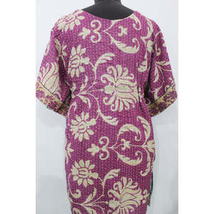 Tunique, caftan, kimono, ou cache-maillot de bain vintage bohème hippie Kantha pour femme - Product Image 5