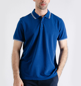 Polo de piqué de media manga Smart Fit para hombre, informal, de color azul, tela de algodón, transpirable, cómodo, ropa de verano, OEM disponible - Product Image 1