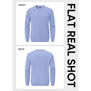 Sweat-shirt ample à col rond de couleur unie et à manches longues pour homme, personnalisé directement des pulls en tissu imprimé d'usine - Product Image 5