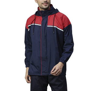 Vestes de pluie d'extérieur en nylon pour hommes, vestes de pluie à capuche en maille intérieure de couleur unie pour hommes - Product Image 1