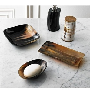 Assiettes rectangulaires rustiques écologiques de luxe italiennes, plateau en corne naturelle, style unique poli pour la maison, spécial Noël - Product Image 1