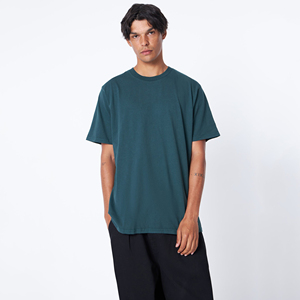 Camiseta de Manga Corta para Hombre, Cuello Redondo, Color Sólido, Estilo Casual, 100% Algodón Jersey, Corte Holgado - Product Image 1