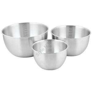 Premium 3-Pcs Set Cuencos para mezclar de metal pulido Herramienta de cocina duradera y elegante - Product Image 1