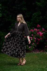 Vestido Midi Bohemio Floral Sophie Negro Marrón Algodón - Product Image 2
