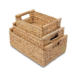Wholesale Rectangle Rattan Food <b>Container</b> Handle Eco-Friendly Home Decoration OEM Packaging Vietnam Factory Bohemian Style 1-3L - Product Image 3